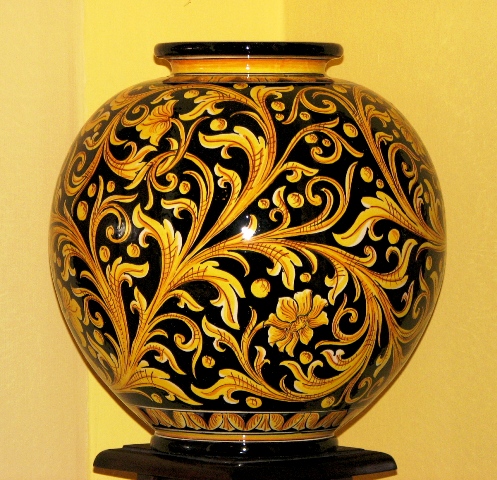 A typical Caltagirone pottery vase